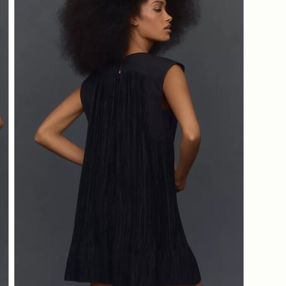 Brand New By Anthropologie Cap-Sleeve Plissé Mini Dress - Picture 2 of 8